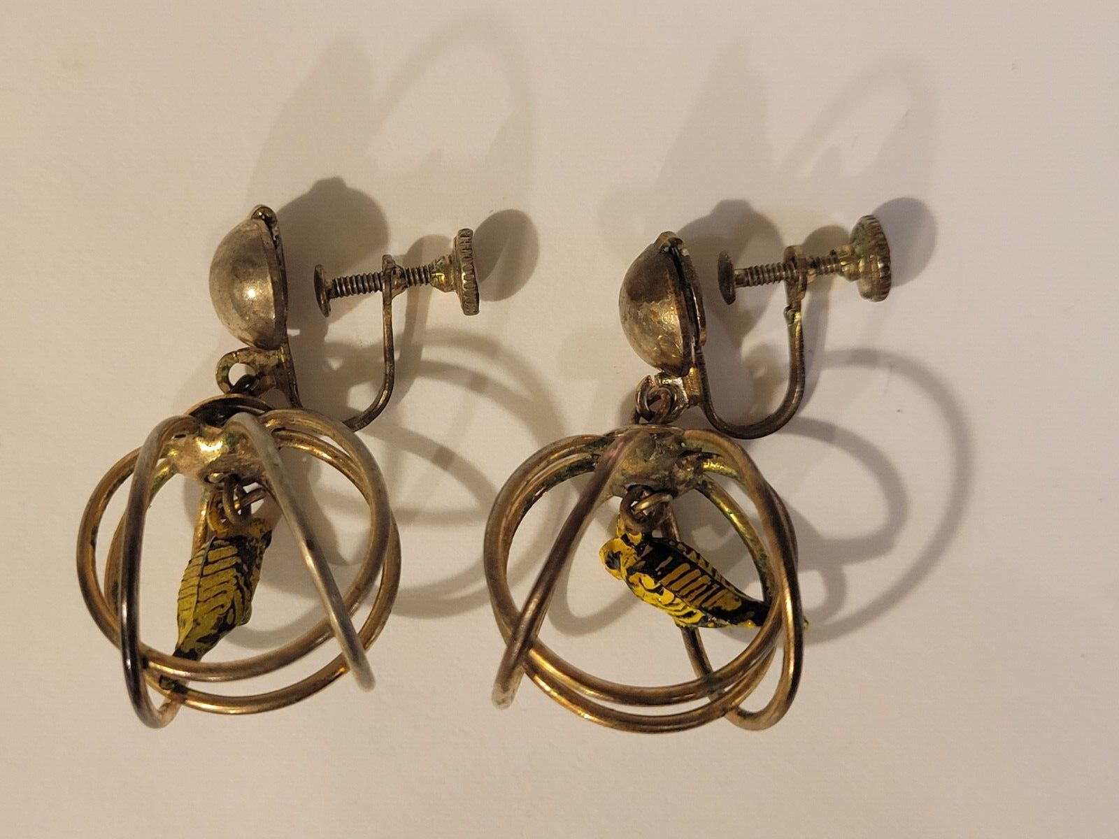 Vintage Round Birdcage Screw Back Earrings (early 1900's)