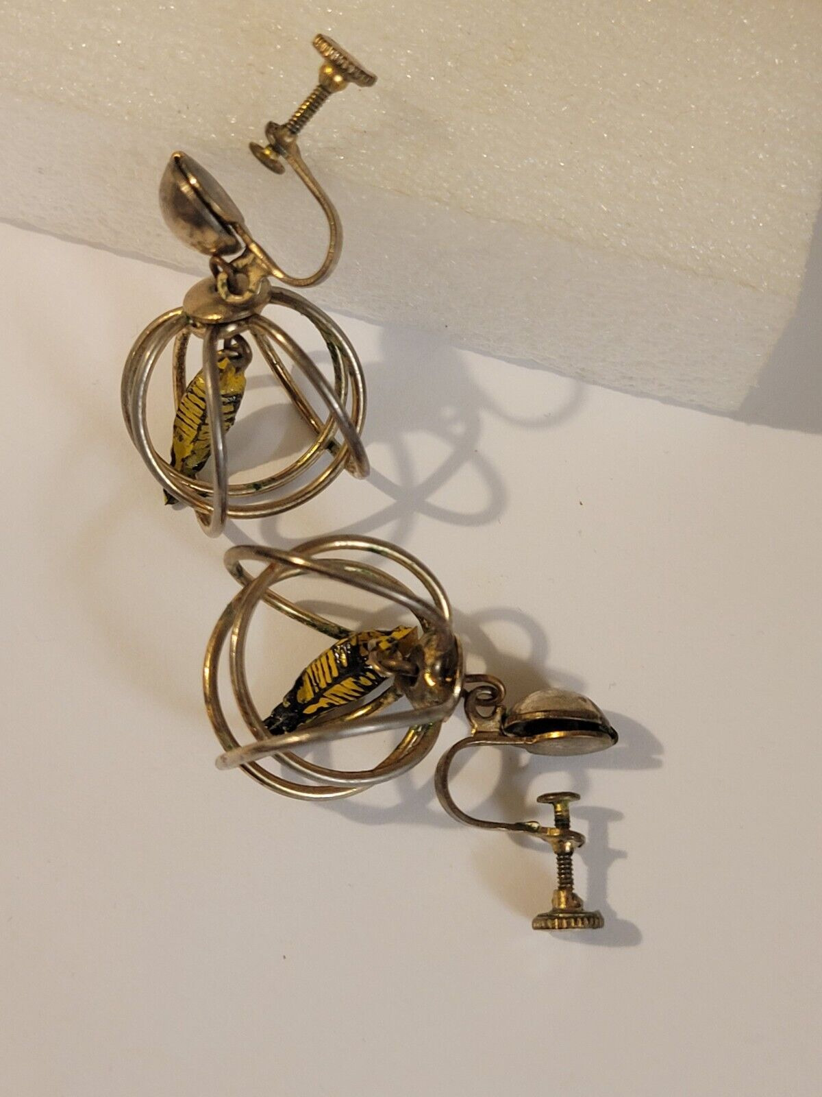 Vintage Round Birdcage Screw Back Earrings (early 1900's)