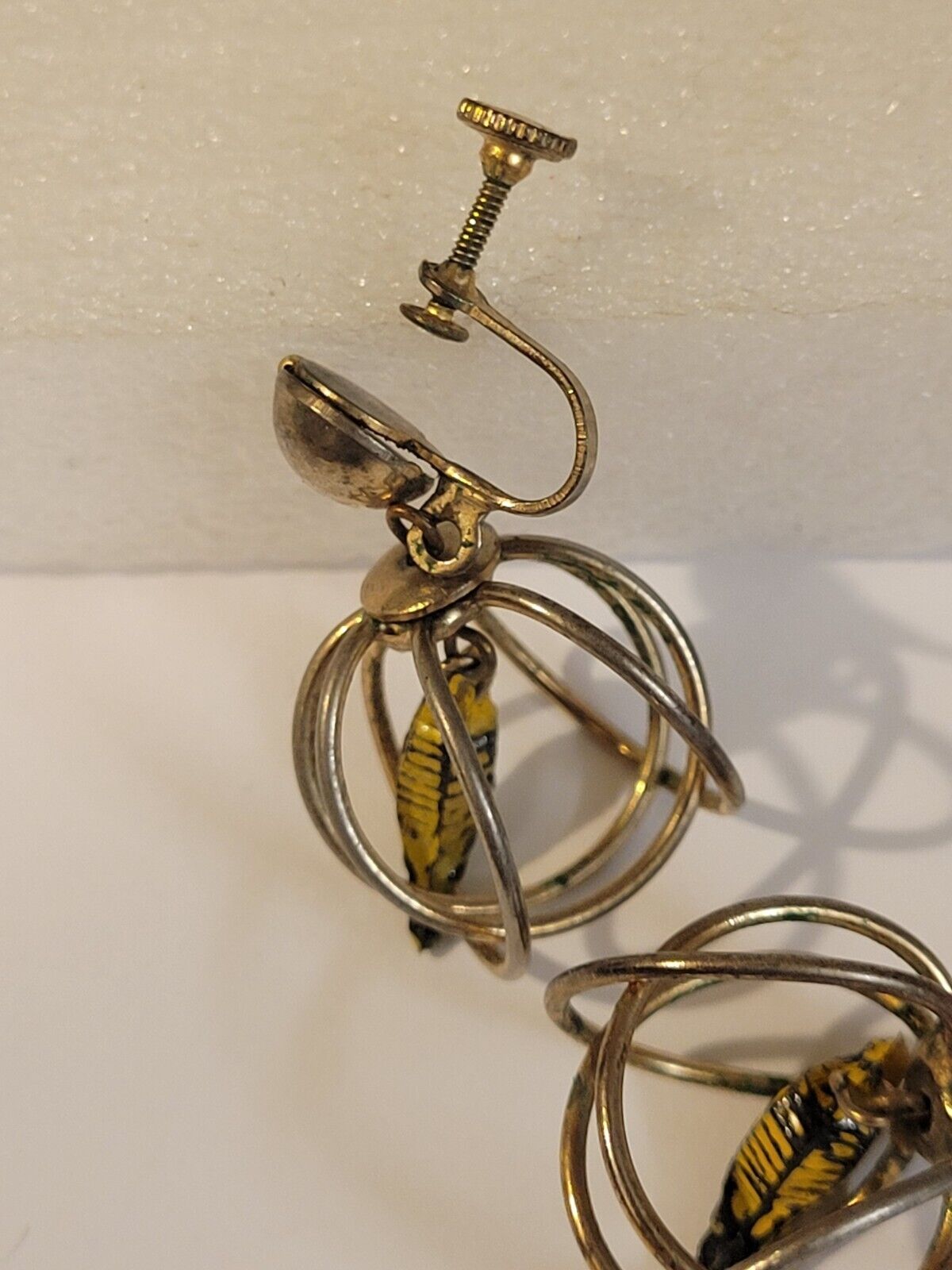 Vintage Round Birdcage Screw Back Earrings (early 1900's)
