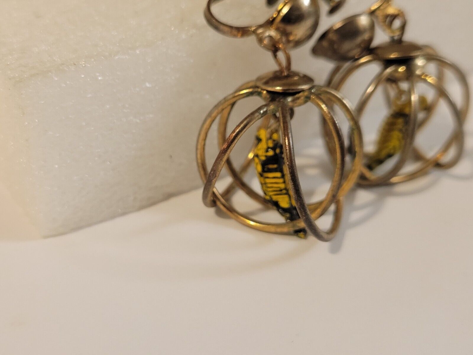Vintage Round Birdcage Screw Back Earrings (early 1900's)