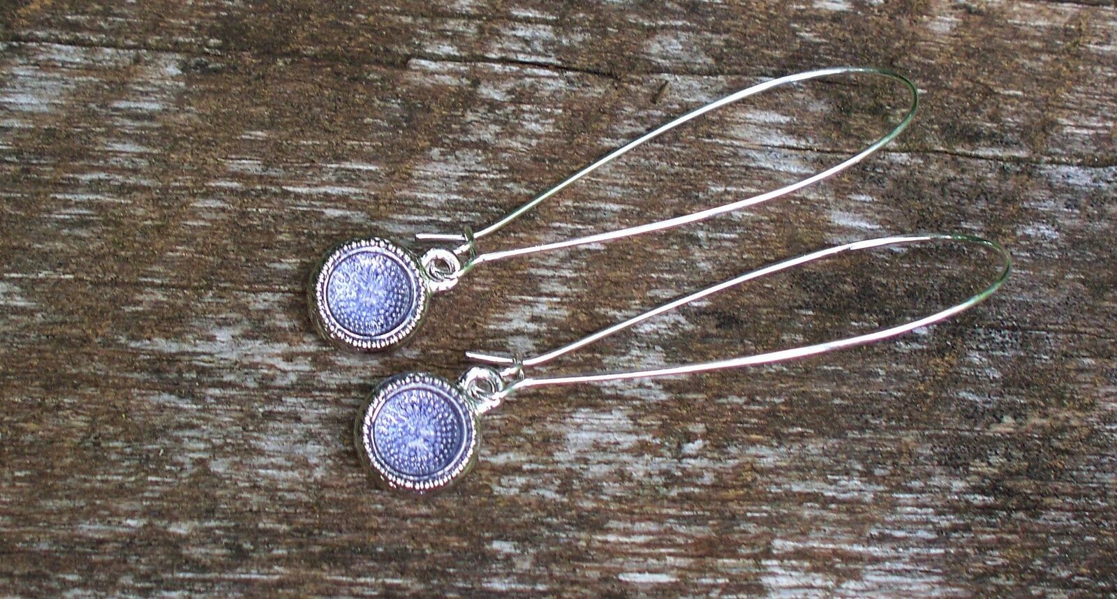 Recycled Vintage Early 1900s Purple Medicine Bottle  Long Drop  Earrings