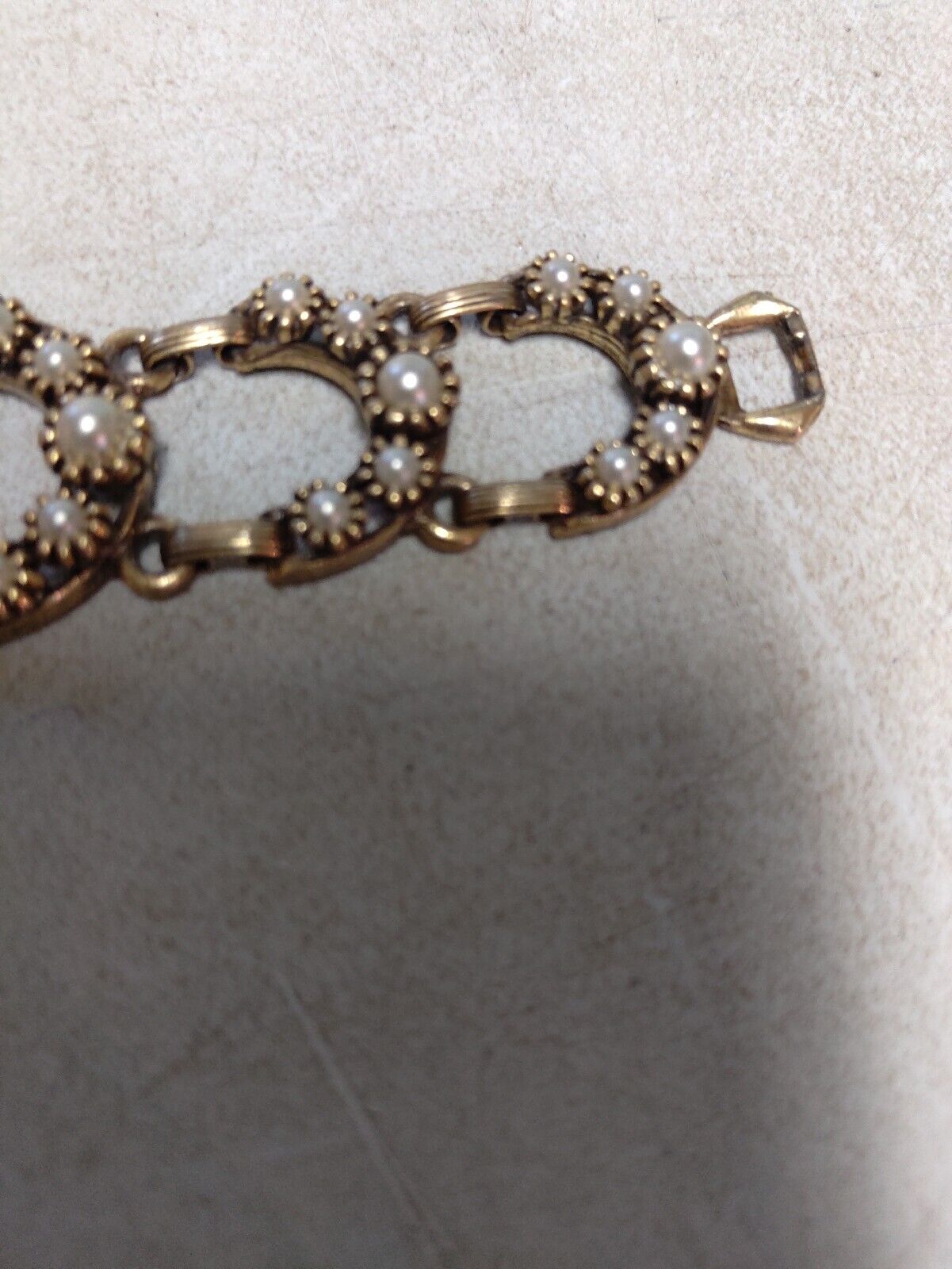 Antique Bracelet Faux Pearls Ornate Early 1900s great condition