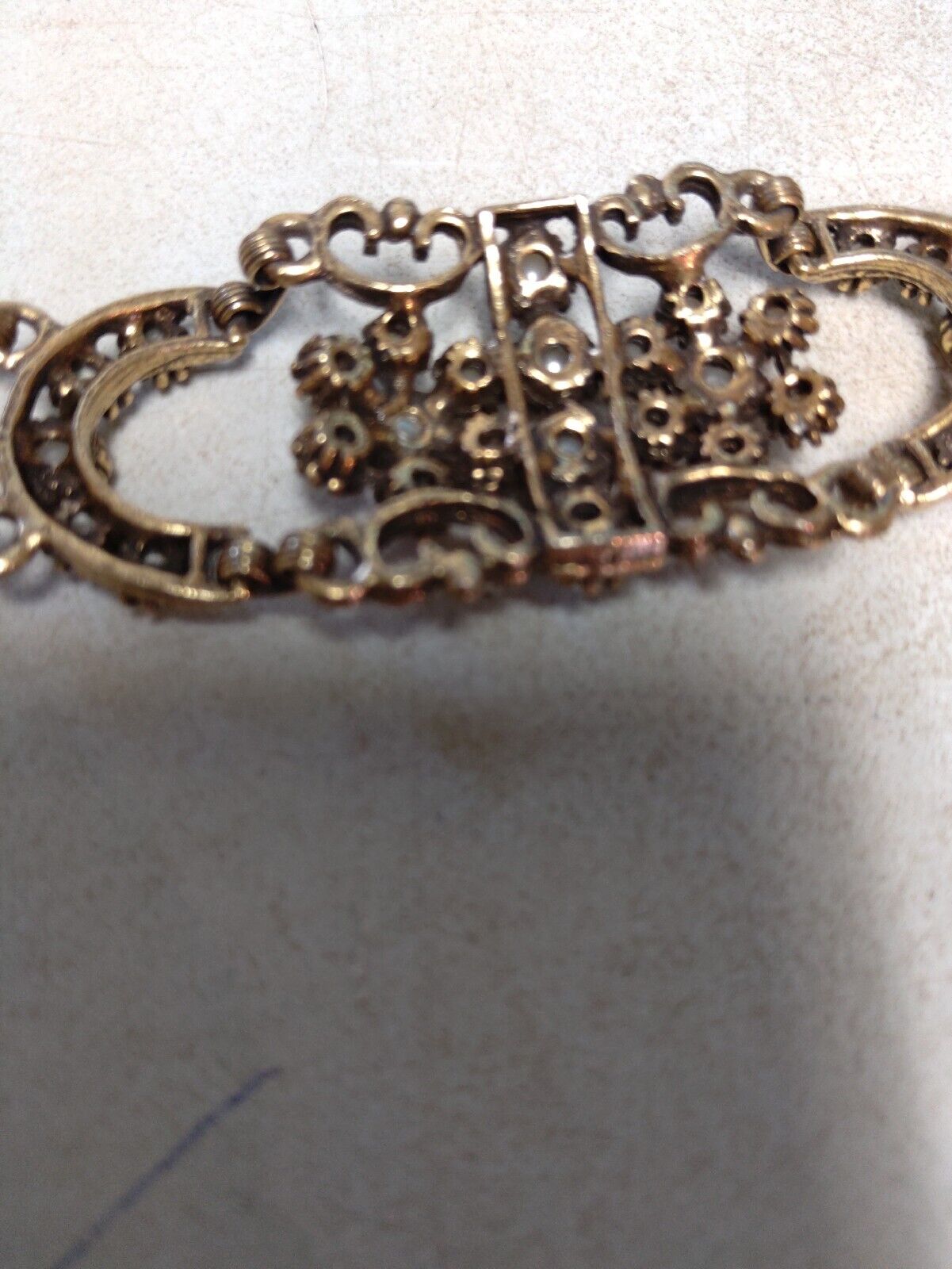 Antique Bracelet Faux Pearls Ornate Early 1900s great condition