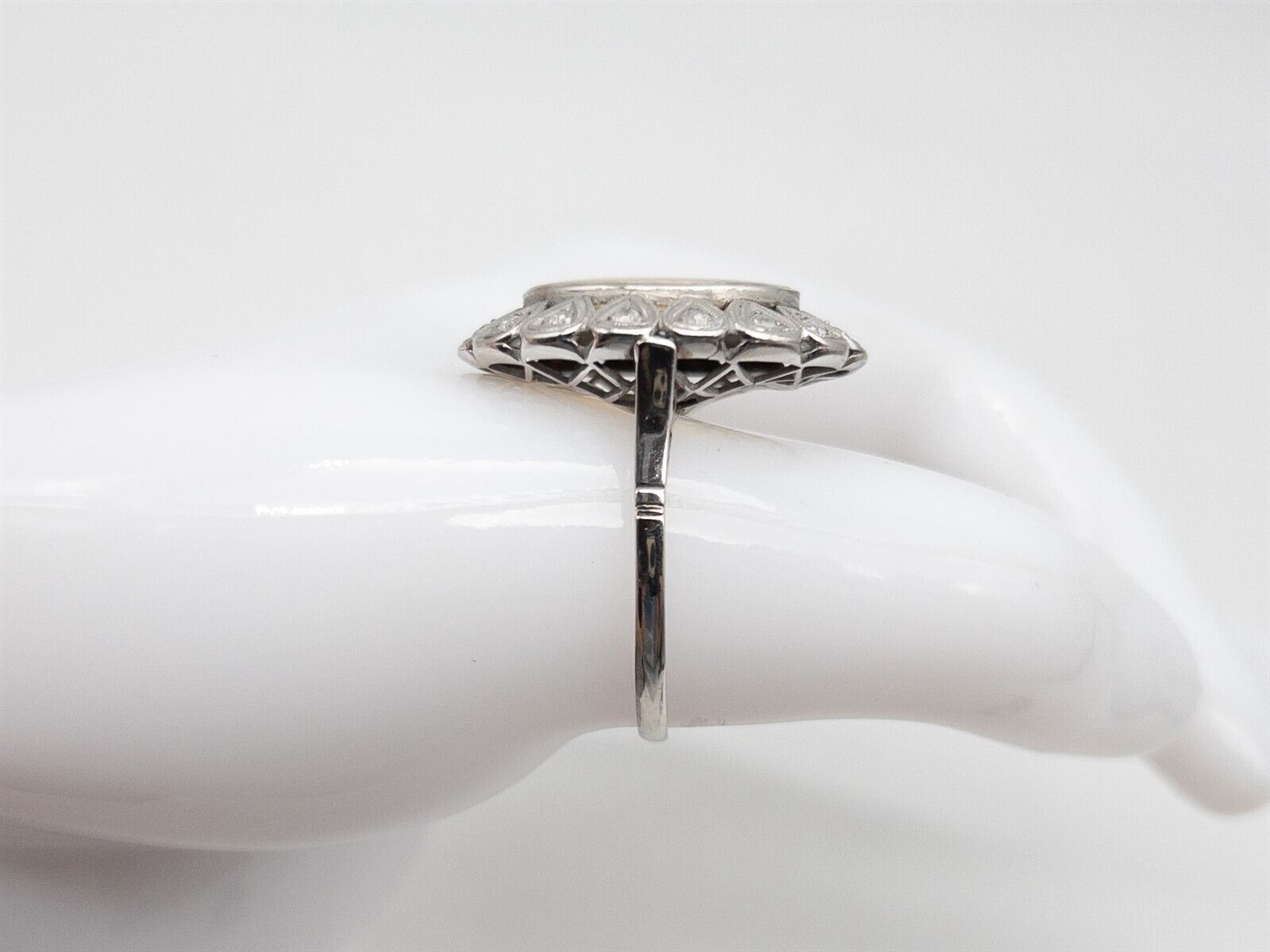 Antique 1900s $6000 4.50ct Lighting Ridge OPAL Diamond Platinum HALO Ring 7g