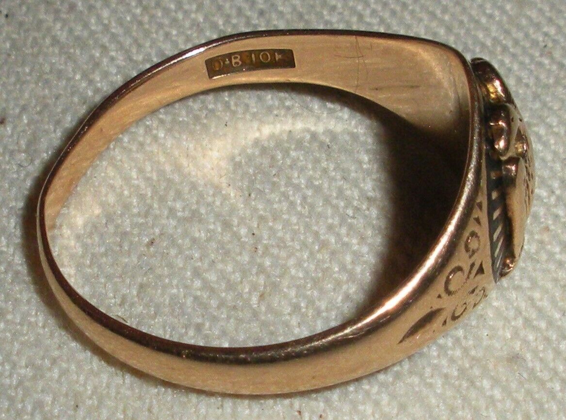ANTIQUE MASONIC EAGLE EARLY 1900S 10K GOLD OSTBY BARTON (TITANIC FAME) RING vafo
