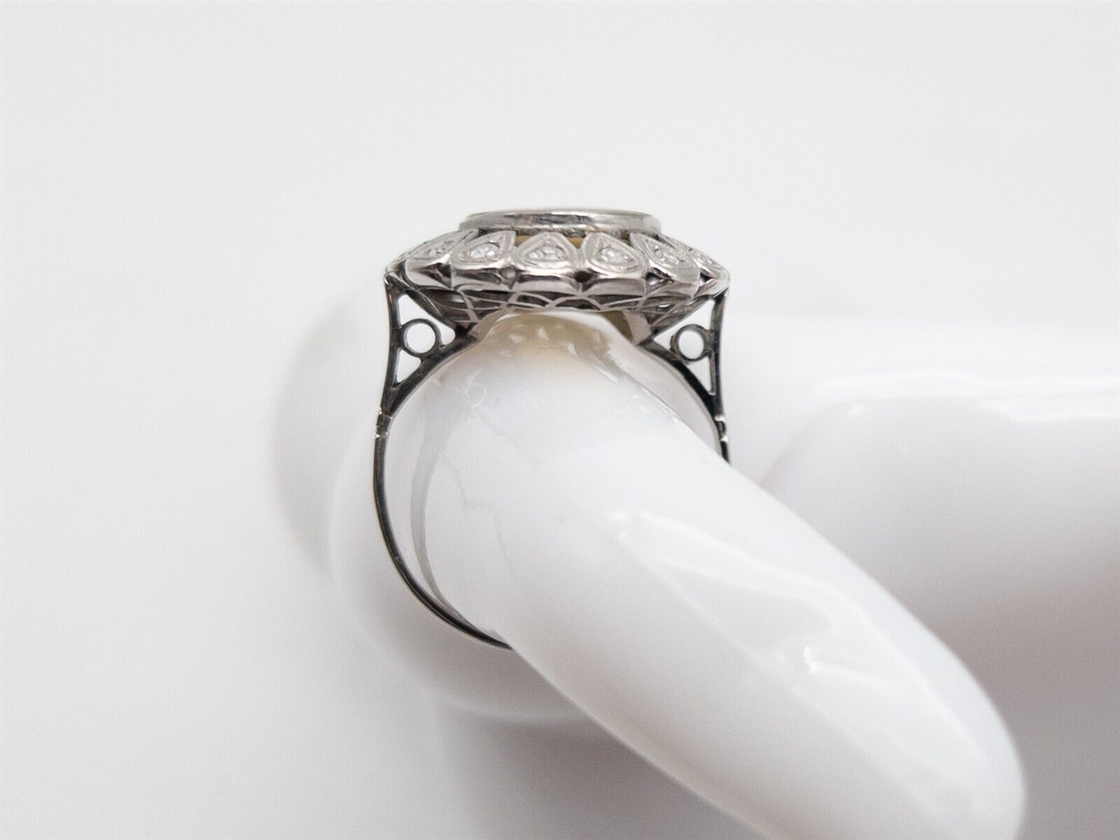 Antique 1900s $6000 4.50ct Lighting Ridge OPAL Diamond Platinum HALO Ring 7g