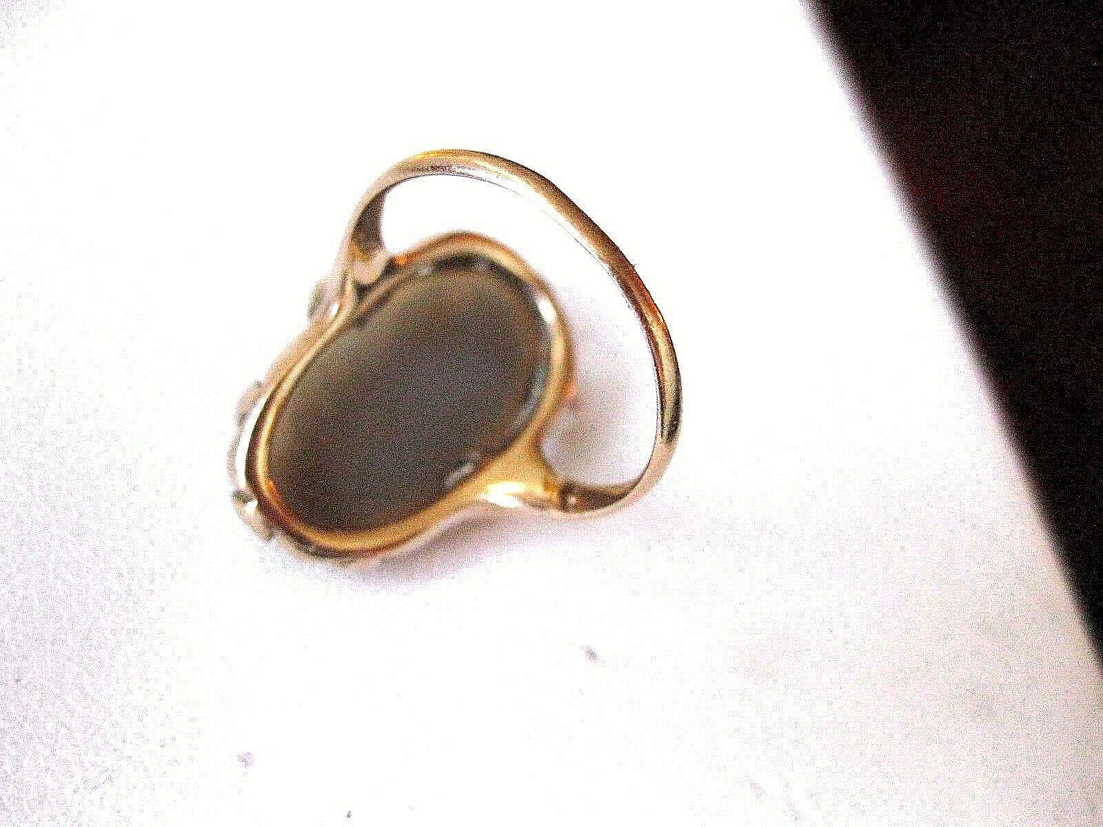 ANTIQUE 14K YELLOW GOLD RING:HARD-STONE "CAMEO" & DIAMONDS,ART NOUVEAU,1900's   