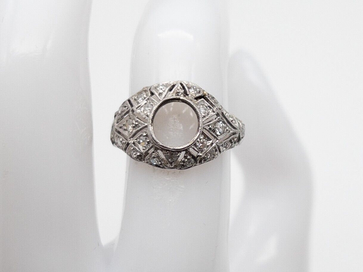Antique Edwardian 1900s 2ct 7mm Diamond Platinum Wedding Ring MOUNT Setting