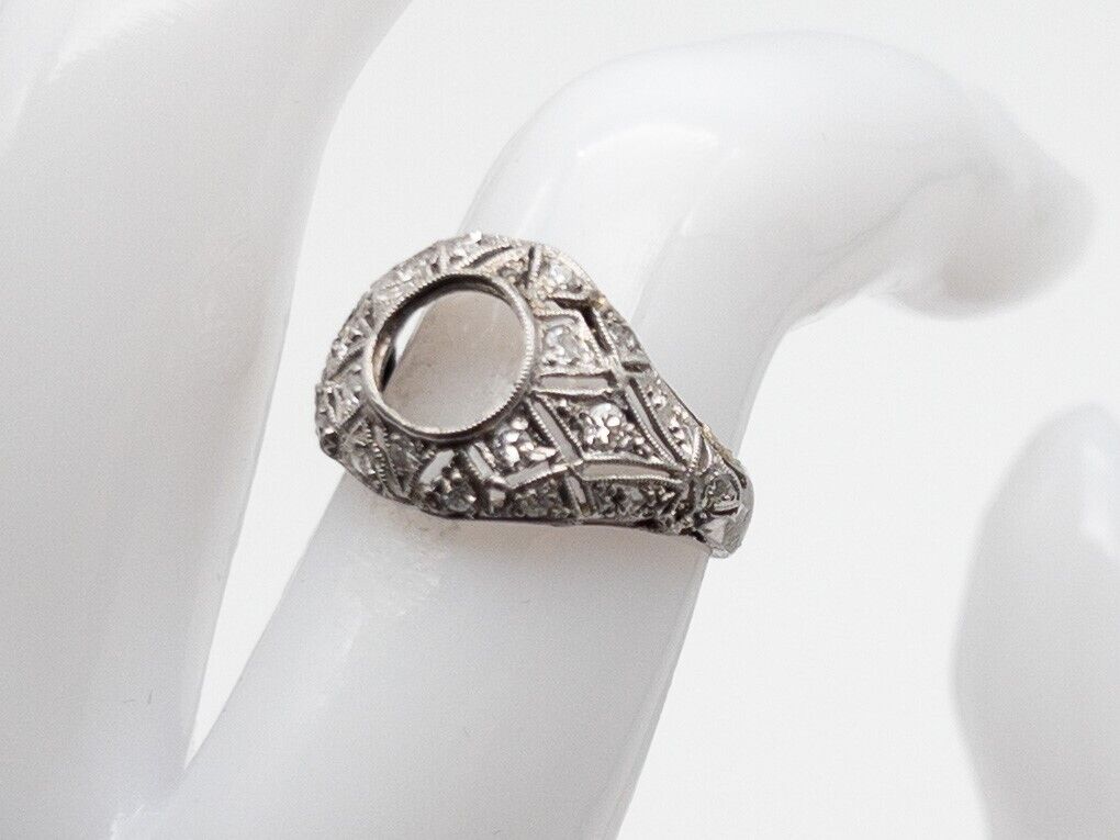 Antique Edwardian 1900s 2ct 7mm Diamond Platinum Wedding Ring MOUNT Setting