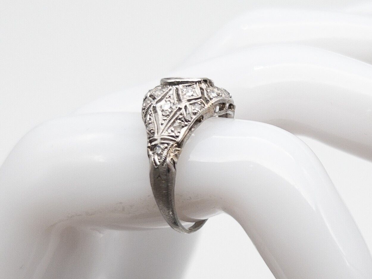 Antique Edwardian 1900s 2ct 7mm Diamond Platinum Wedding Ring MOUNT Setting