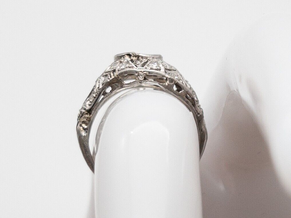 Antique Edwardian 1900s 2ct 7mm Diamond Platinum Wedding Ring MOUNT Setting