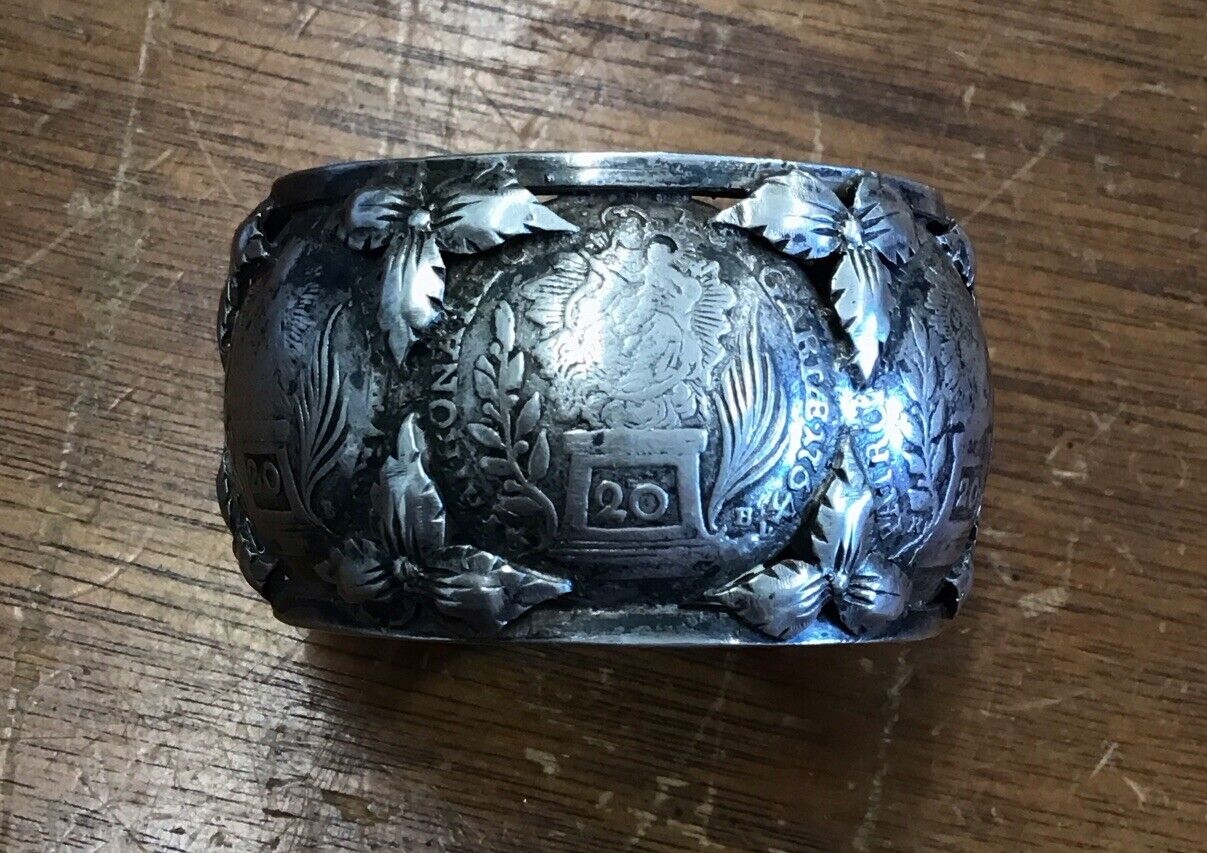 Antique Silver Napkin Ring Made of 1700s Austrian 20 Kreuzers Georgian/Victorian