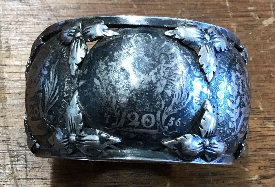 Antique Silver Napkin Ring Made of 1700s Austrian 20 Kreuzers Georgian/Victorian