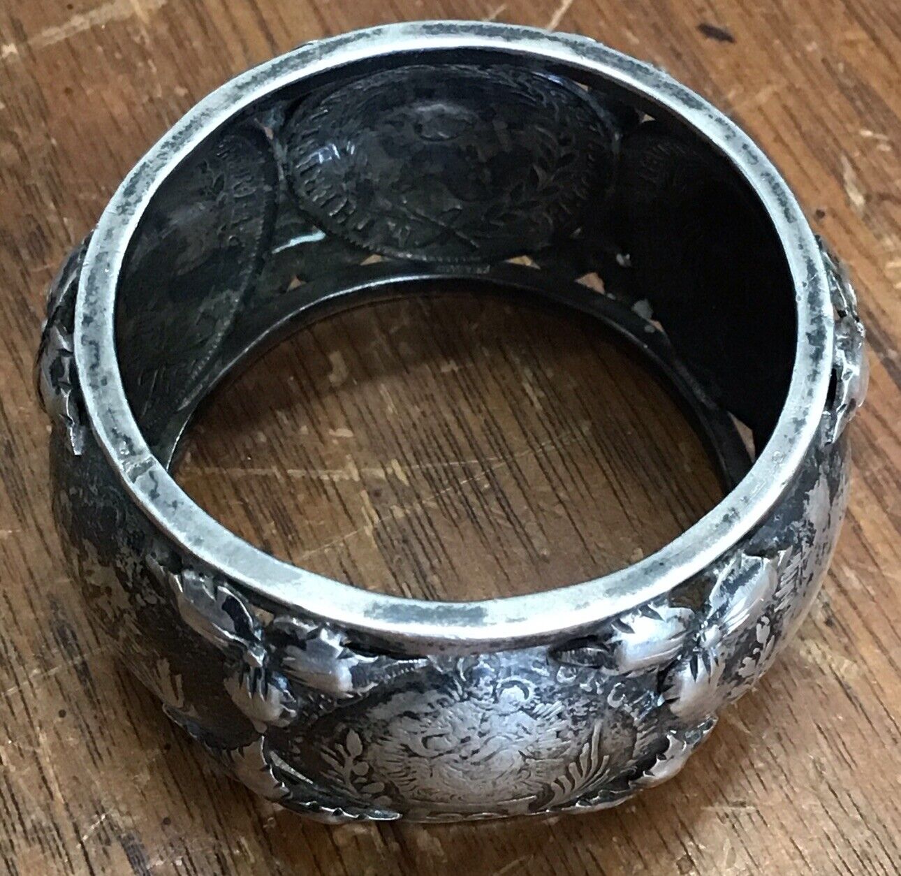 Antique Silver Napkin Ring Made of 1700s Austrian 20 Kreuzers Georgian/Victorian