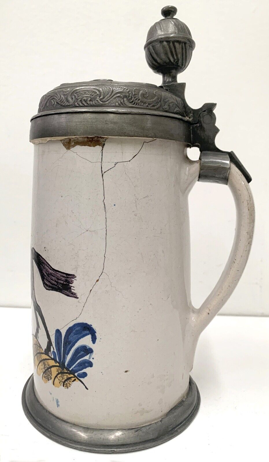 Faience German Stein Painted Jumping Horse, Schrezheim, 1700s #503