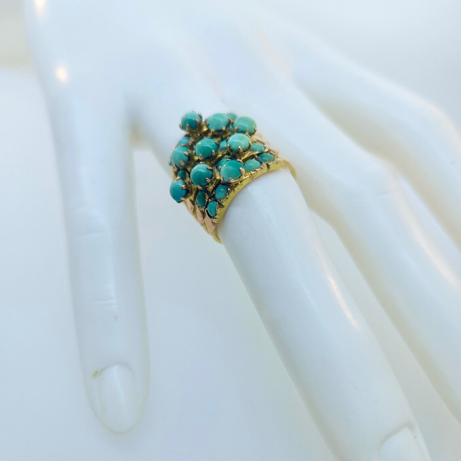 Victorian 1800's 10k Rose Gold Turquoise Harem Ring