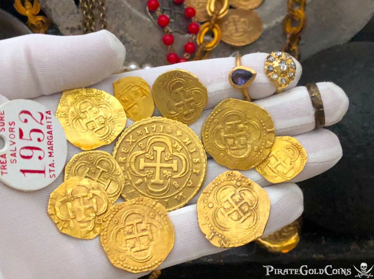 1715 FLEET RING wCOA & FL STATE TAG PIRATE GOLD COINS SHIPWRECK JEWELRY TREASURE