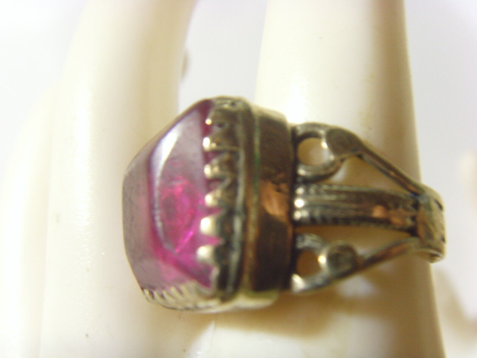 1800s antique tribal faux rubellite wedding ring sz 9.5 central Asia 51016