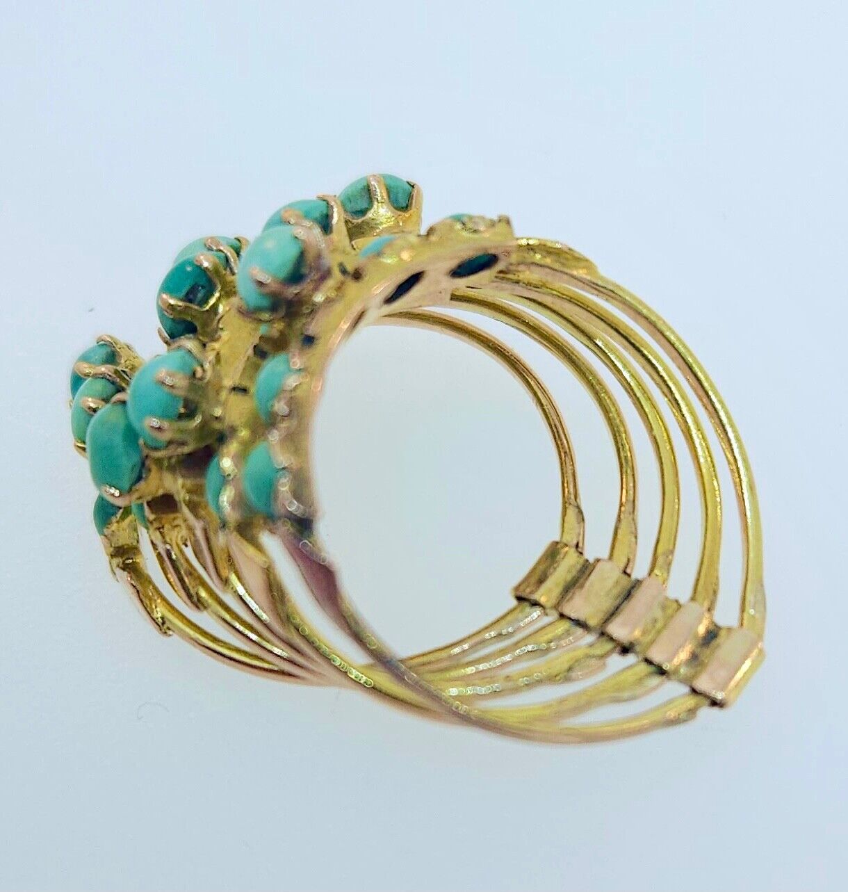Victorian 1800's 10k Rose Gold Turquoise Harem Ring