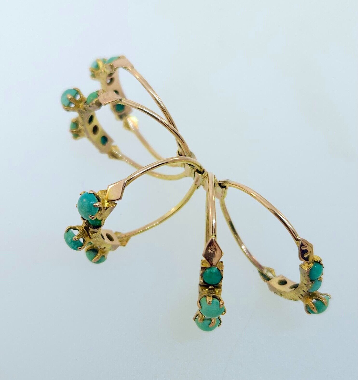 Victorian 1800's 10k Rose Gold Turquoise Harem Ring