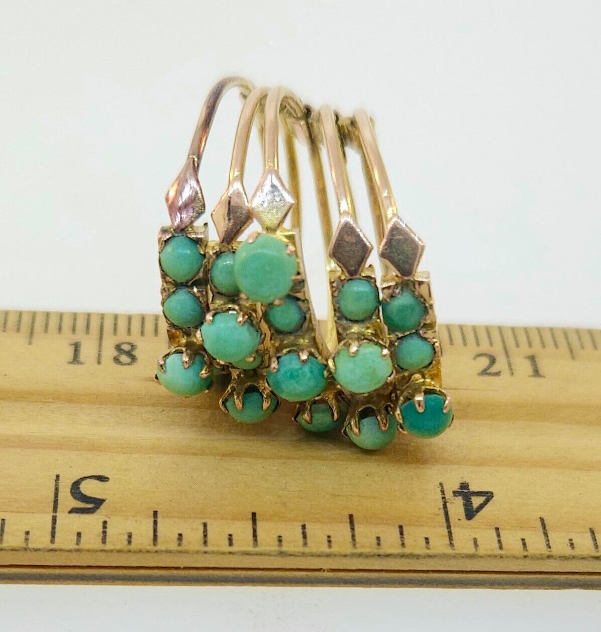 Victorian 1800's 10k Rose Gold Turquoise Harem Ring