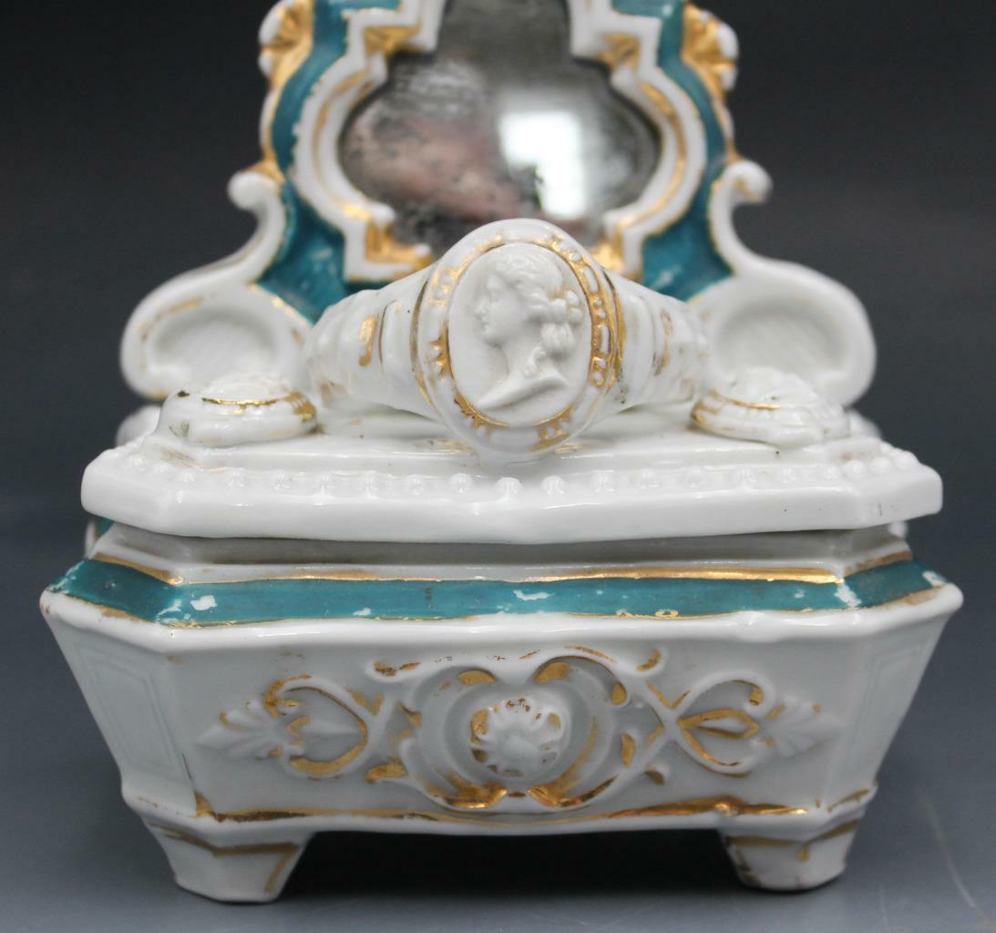 Antique Staffordshire Fairing Box Mid 1800's Early 1900's Jewelry Bracelet Cameo