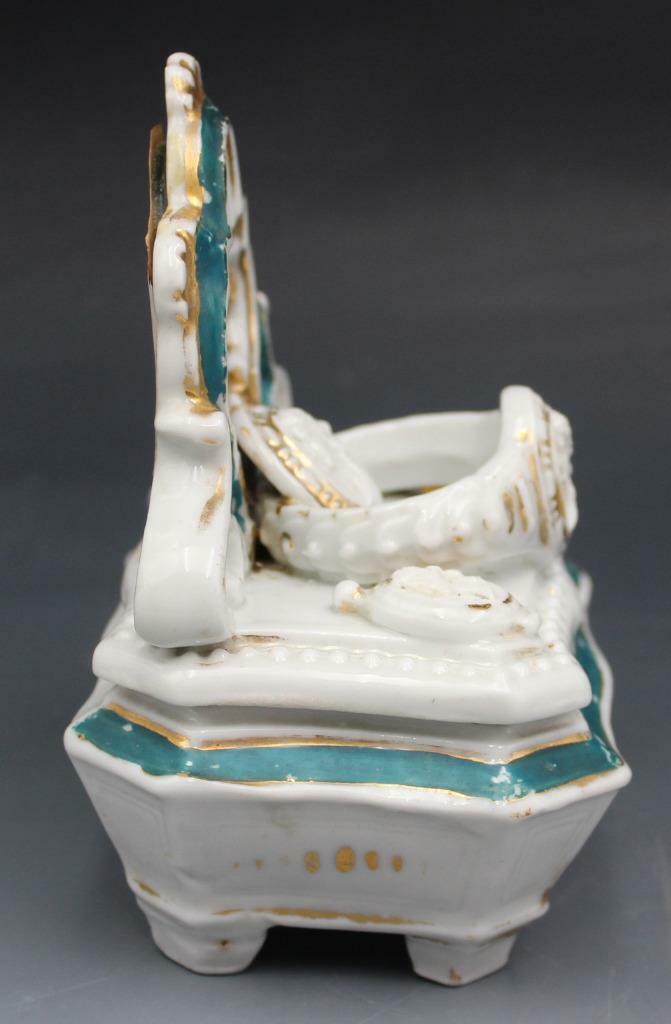 Antique Staffordshire Fairing Box Mid 1800's Early 1900's Jewelry Bracelet Cameo