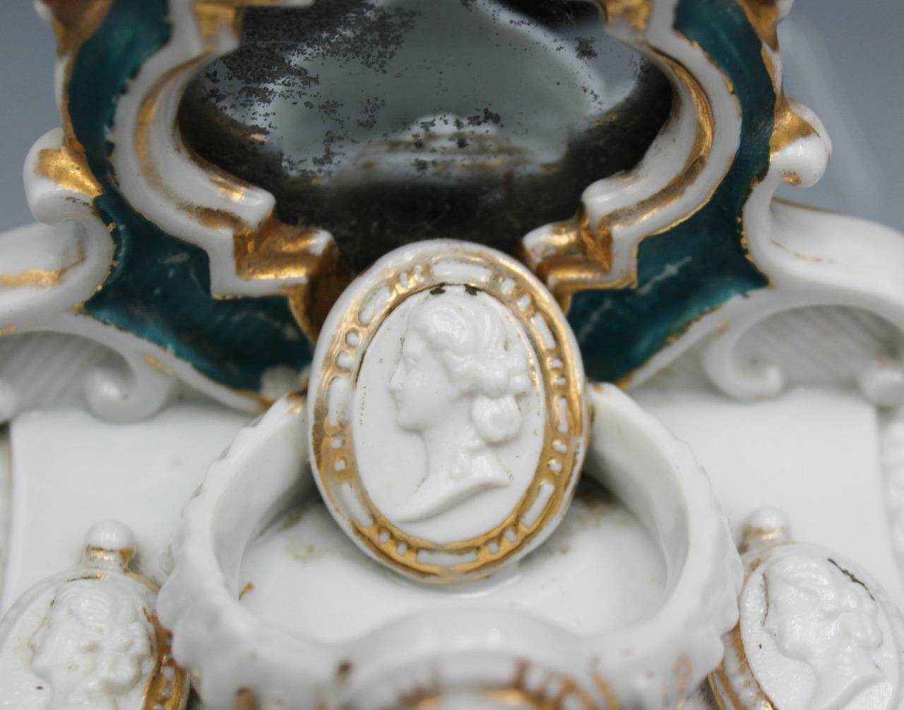 Antique Staffordshire Fairing Box Mid 1800's Early 1900's Jewelry Bracelet Cameo