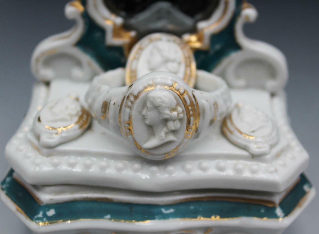 Antique Staffordshire Fairing Box Mid 1800's Early 1900's Jewelry Bracelet Cameo