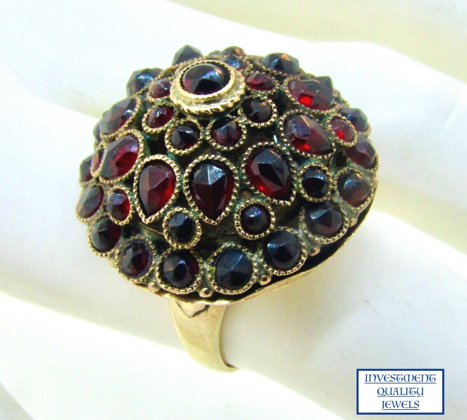 Large Victorian 1800's 10k Rose Gold Garnet Dome Ring