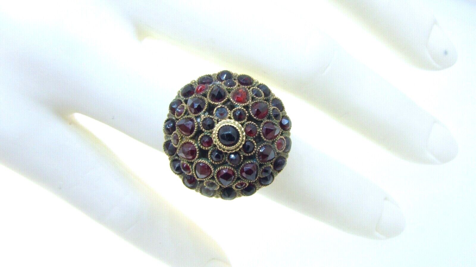 Large Victorian 1800's 10k Rose Gold Garnet Dome Ring