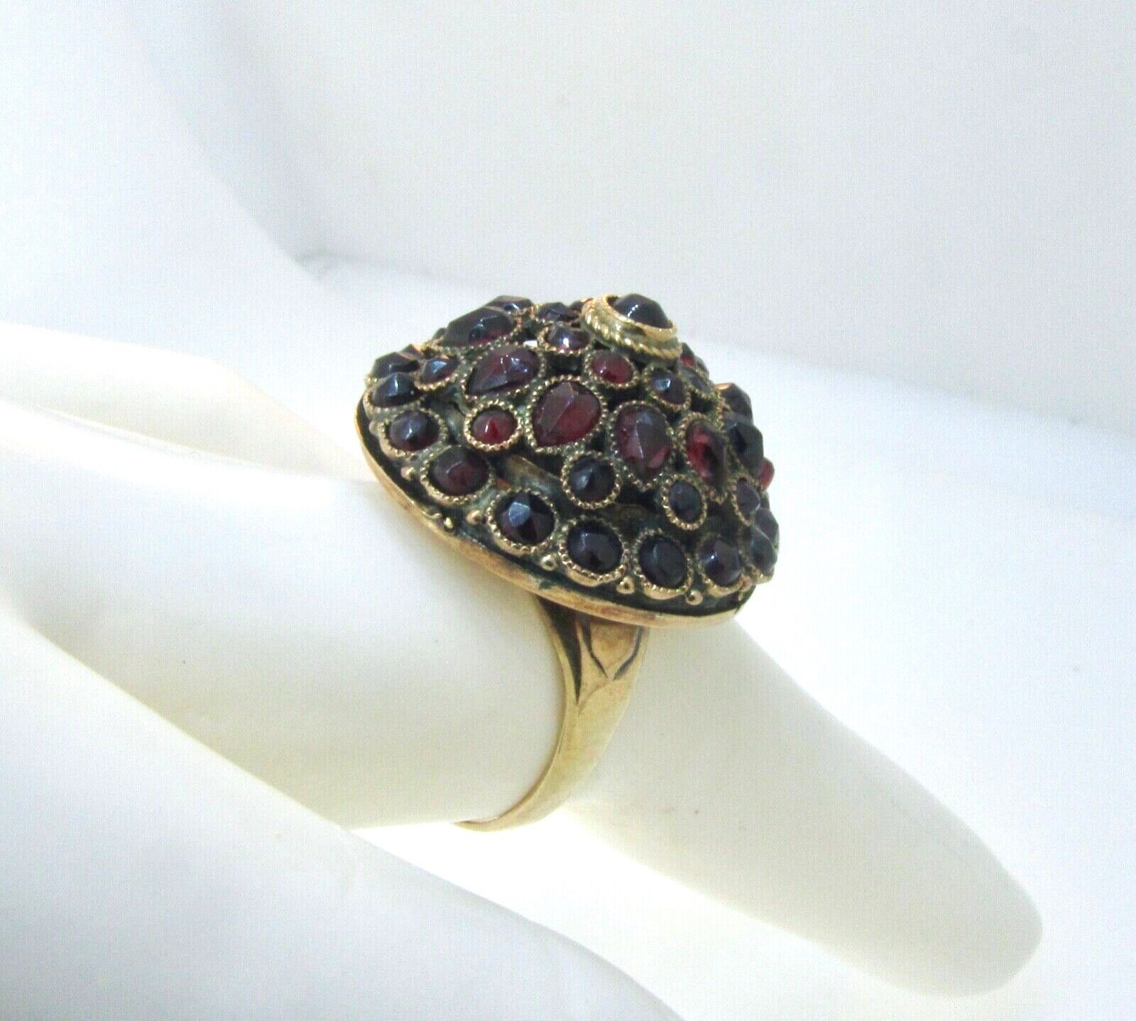 Large Victorian 1800's 10k Rose Gold Garnet Dome Ring