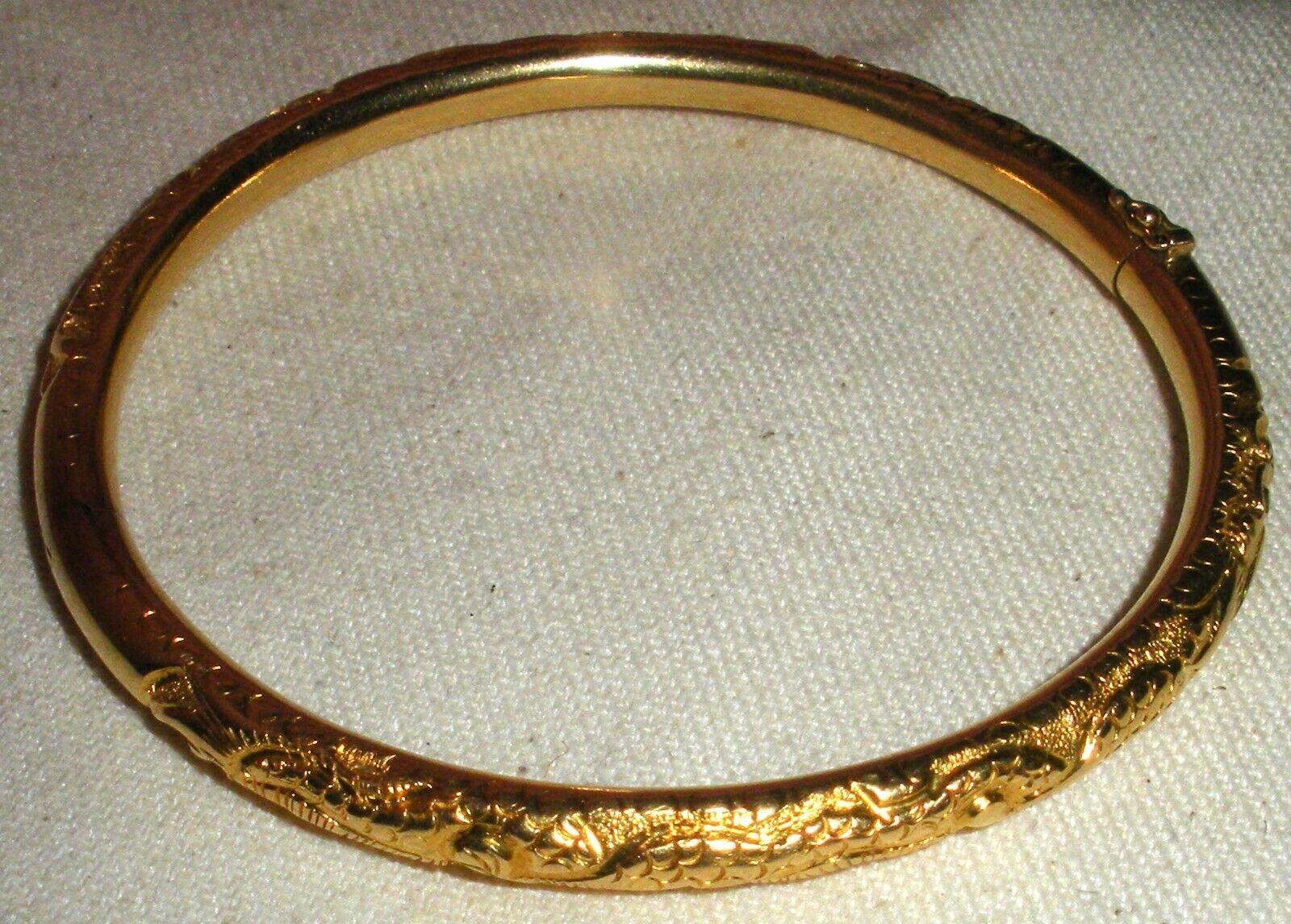 ANTIQUE EARLY 1900S 18K GOLD CHINESE DRAGON BANGLE BRACELET tuvi