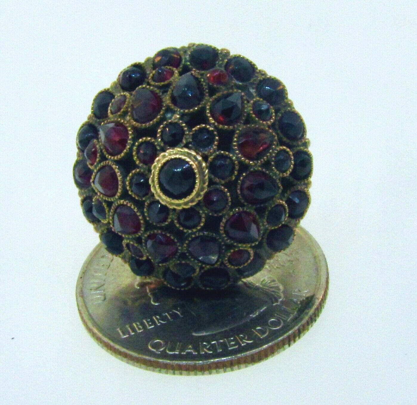 Large Victorian 1800's 10k Rose Gold Garnet Dome Ring