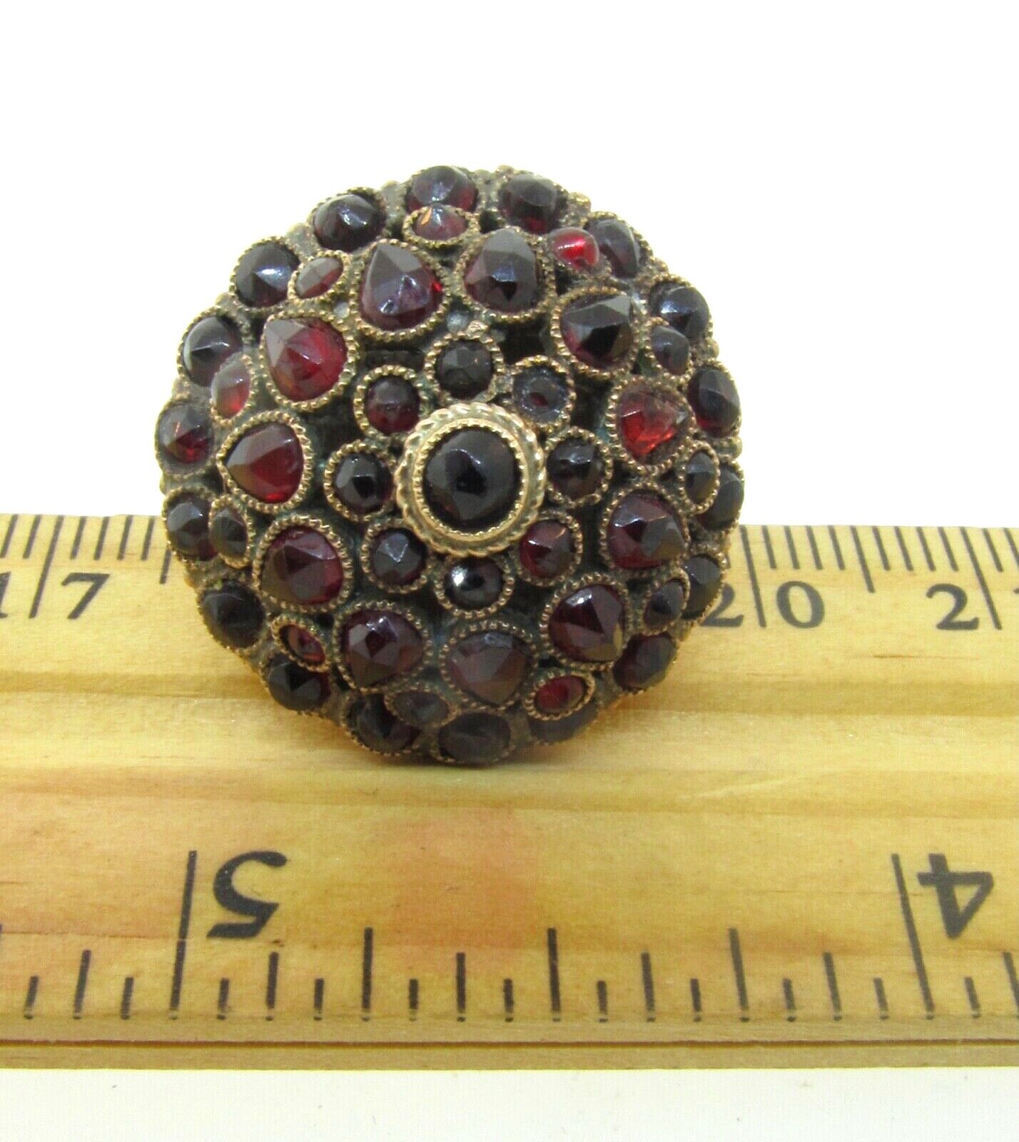 Large Victorian 1800's 10k Rose Gold Garnet Dome Ring