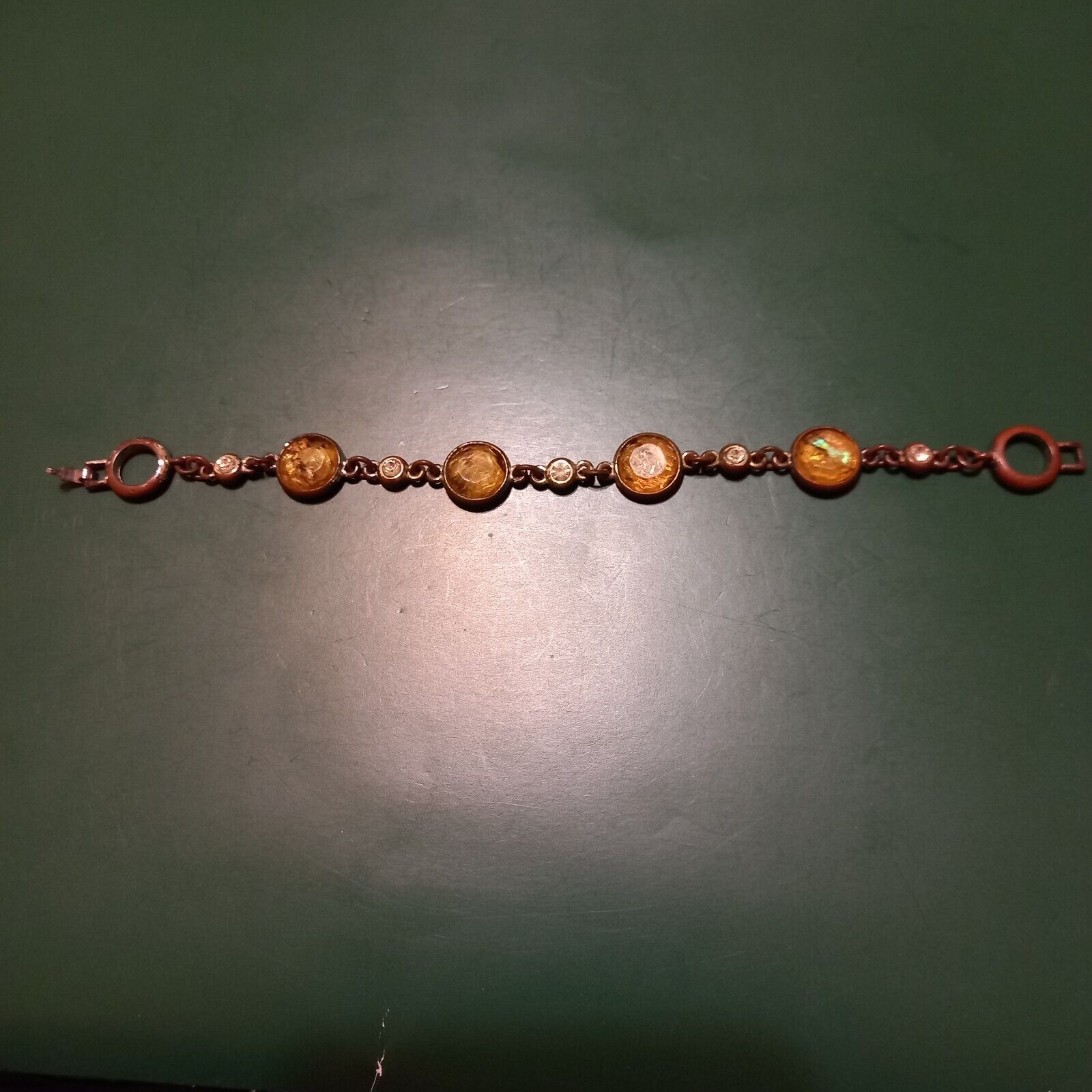 Antique Bracelet 6.25" 4 Main Stones possibly Morganite or Citrine, Early 1900's