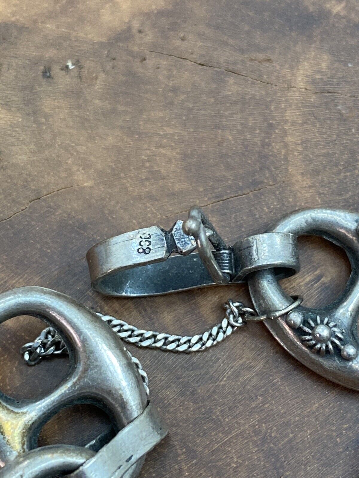Antique Early 1900s 800 Silver Hollow European Link Bracelet Peruzzi Italian