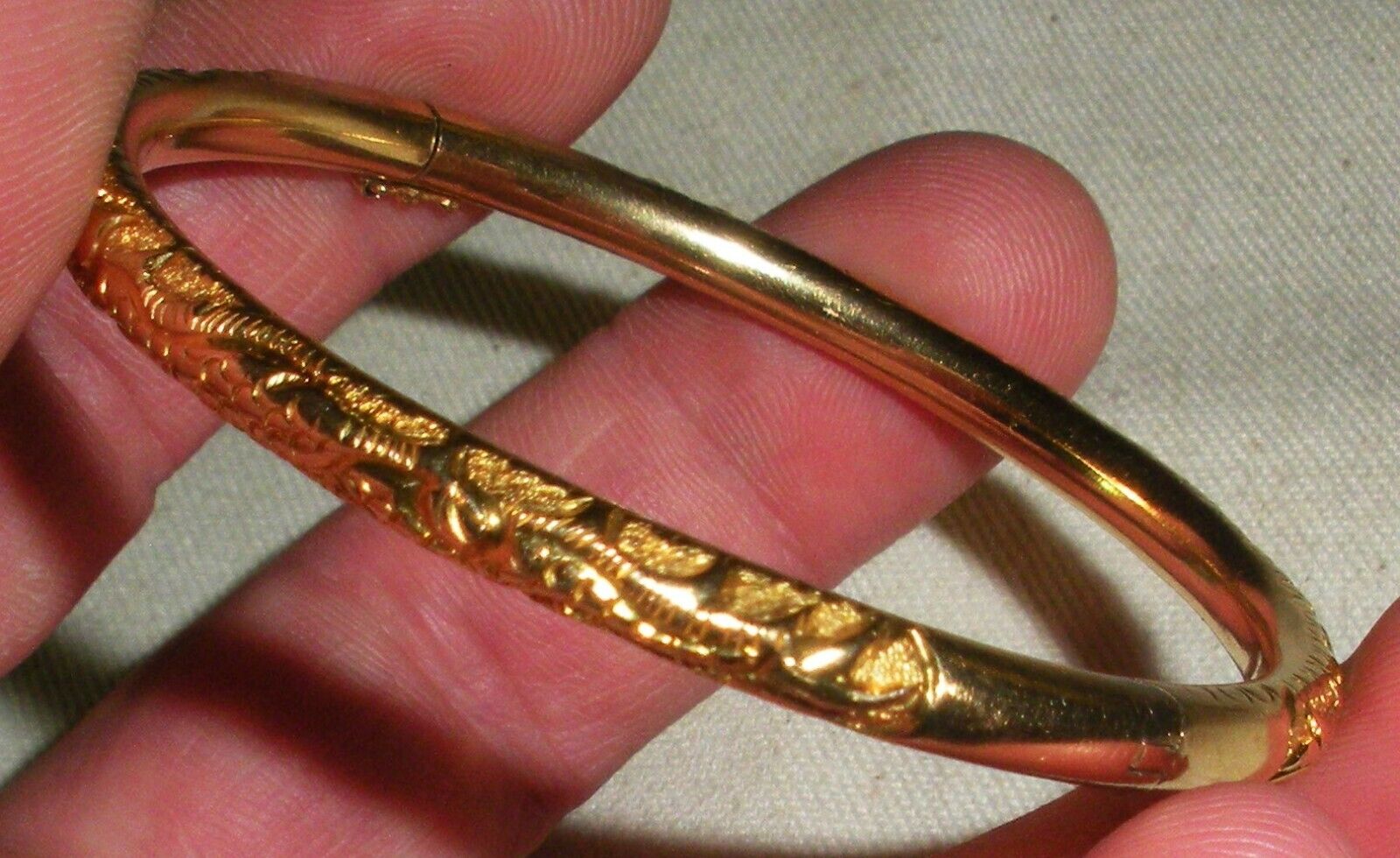 ANTIQUE EARLY 1900S 18K GOLD CHINESE DRAGON BANGLE BRACELET tuvi