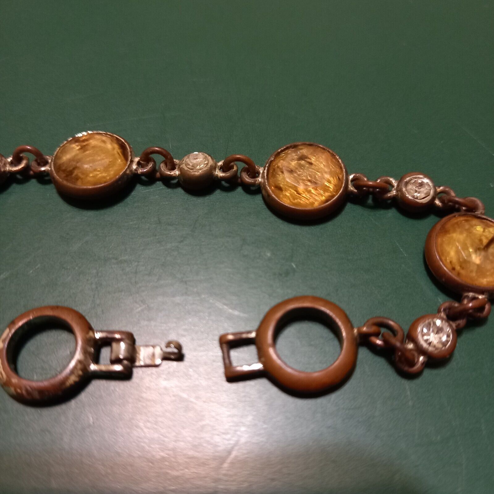 Antique Bracelet 6.25" 4 Main Stones possibly Morganite or Citrine, Early 1900's