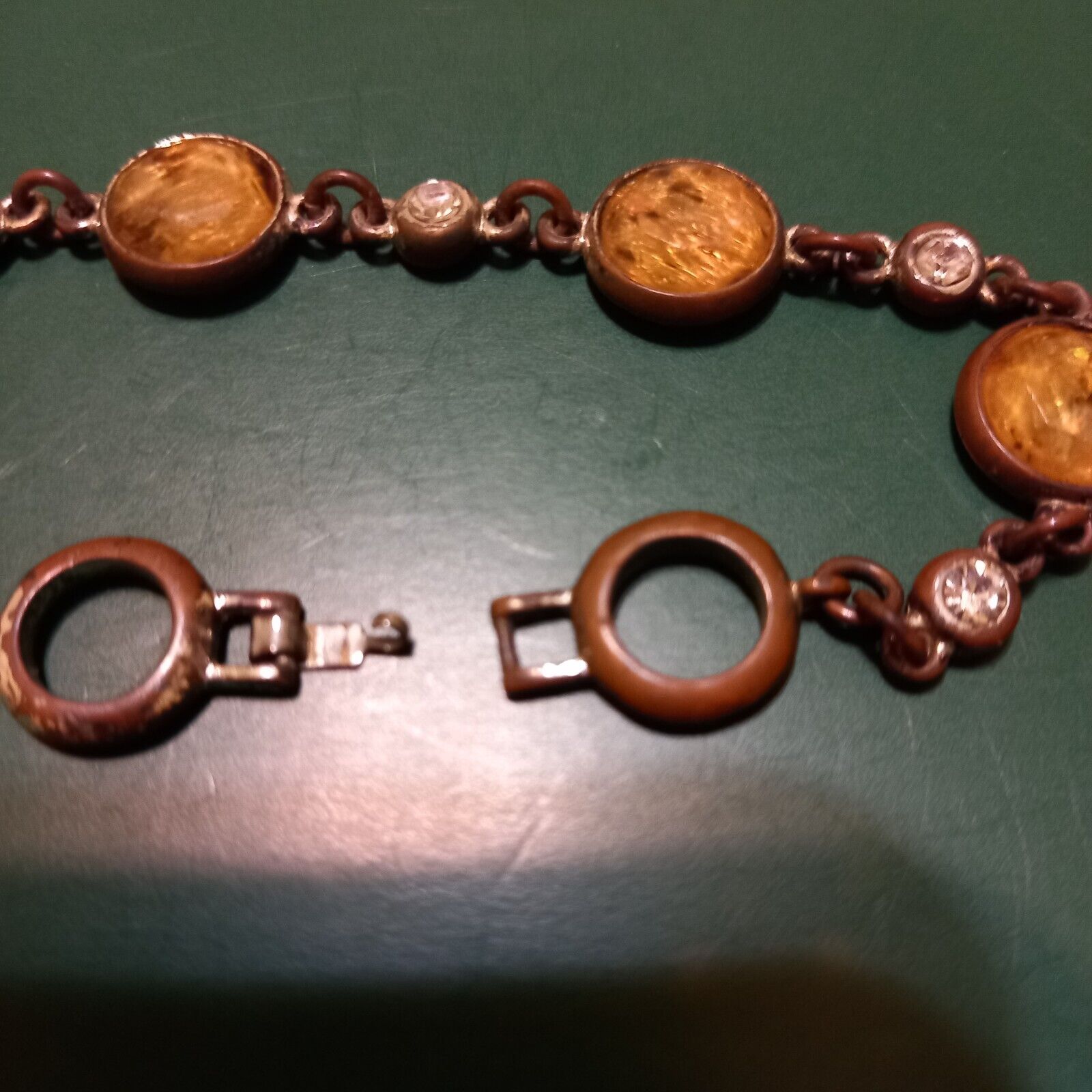 Antique Bracelet 6.25" 4 Main Stones possibly Morganite or Citrine, Early 1900's