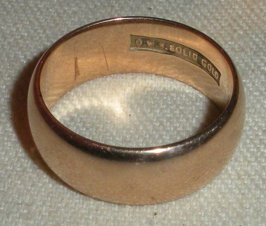 ANTIQUE 1800S - 1900s 10K GOLD WEDDING BAND RING SIZE 6.5 ENGRAVED "S & M" tuvi