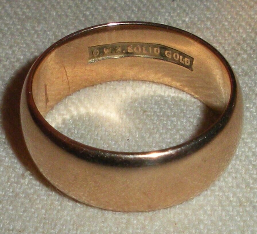 ANTIQUE 1800S - 1900s 10K GOLD WEDDING BAND RING SIZE 6.5 ENGRAVED "S & M" tuvi