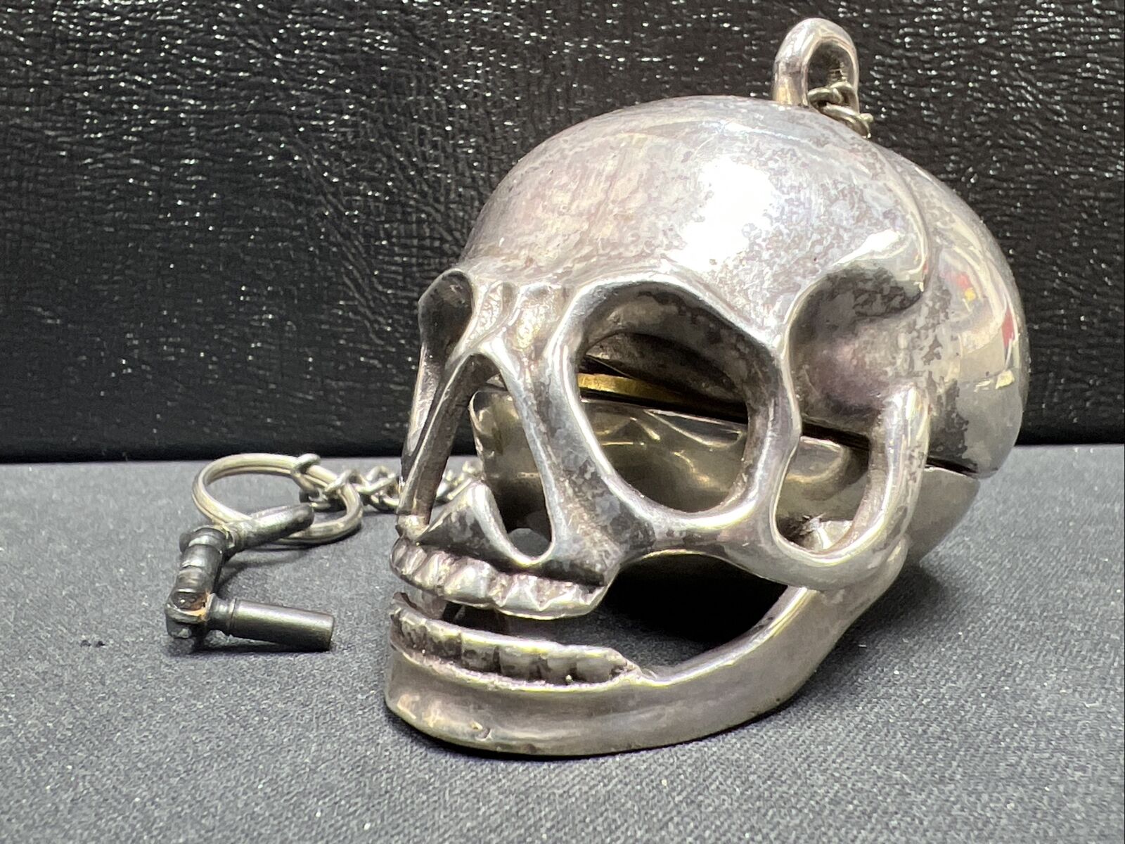 1700s George Lindsey Chain Driven Sterling Silver Skull Case & Dial Pocket Watch