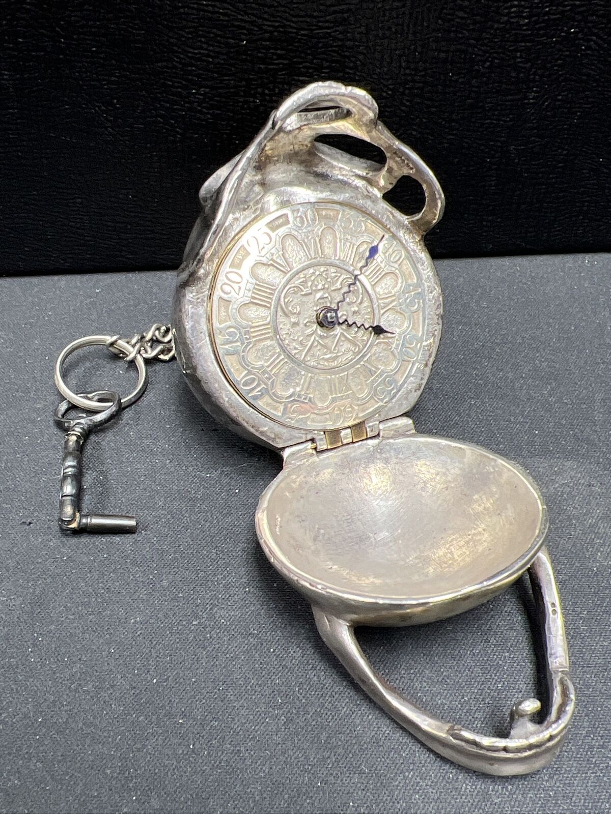 1700s George Lindsey Chain Driven Sterling Silver Skull Case & Dial Pocket Watch