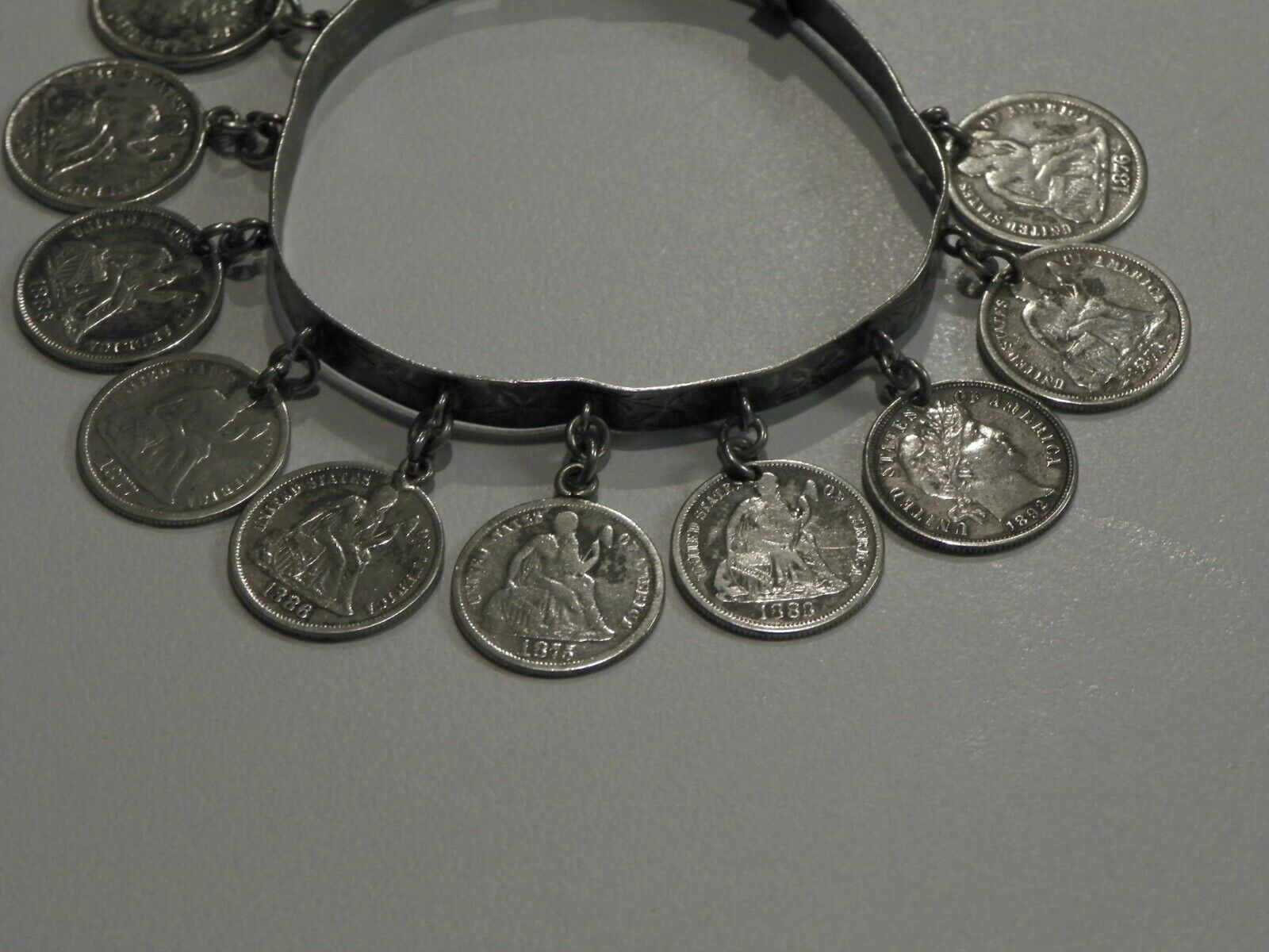 Victorian Love Bracelet Coin Antique Token Engraved 1800s monogramed
