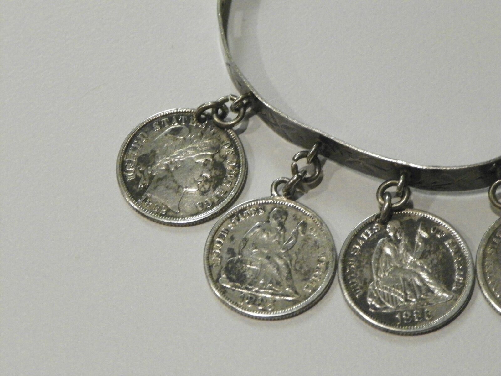 Victorian  Love Bracelet Coin   Antique Token Engraved 1800s monogramed 