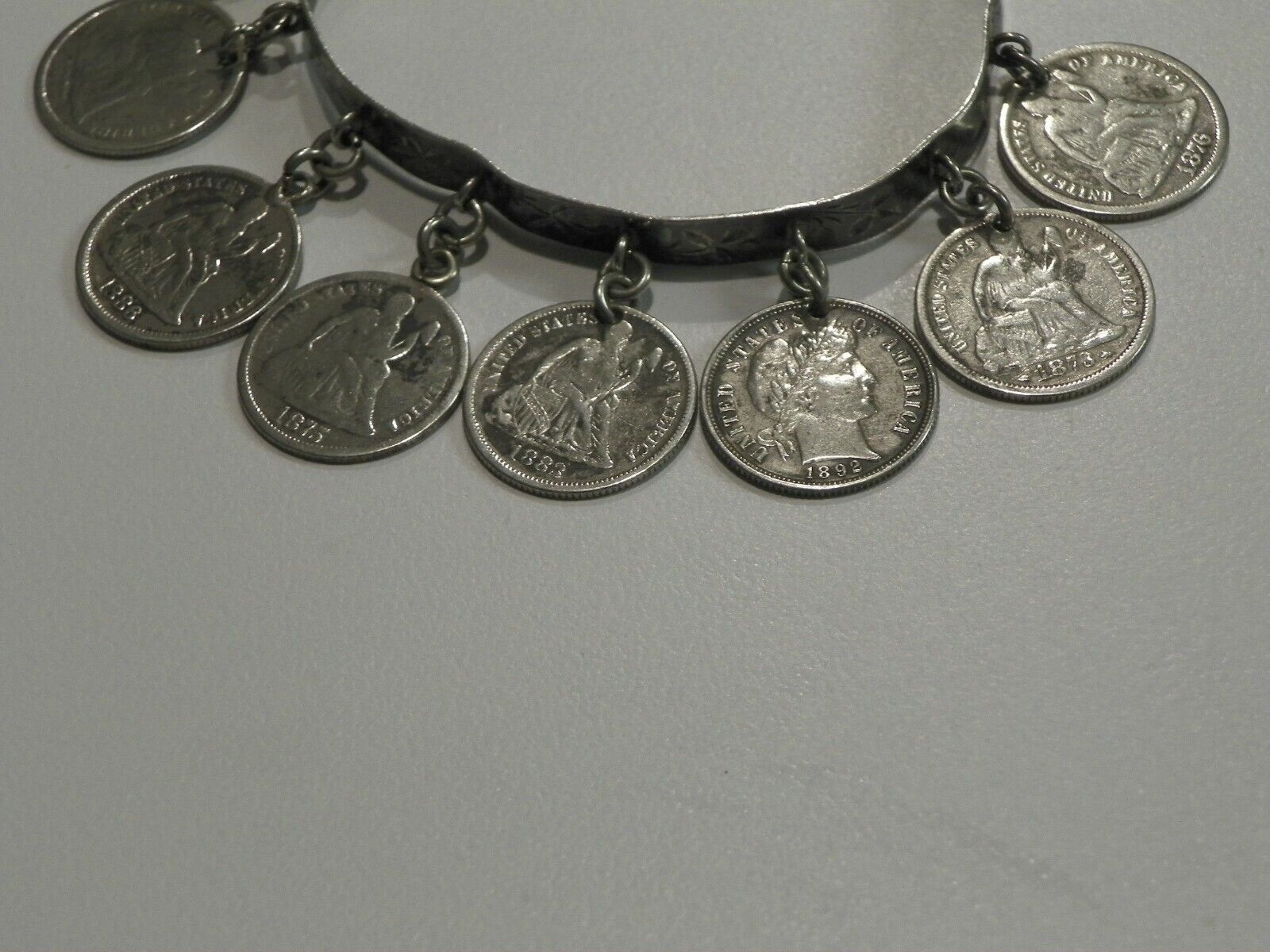 Victorian  Love Bracelet Coin   Antique Token Engraved 1800s monogramed 