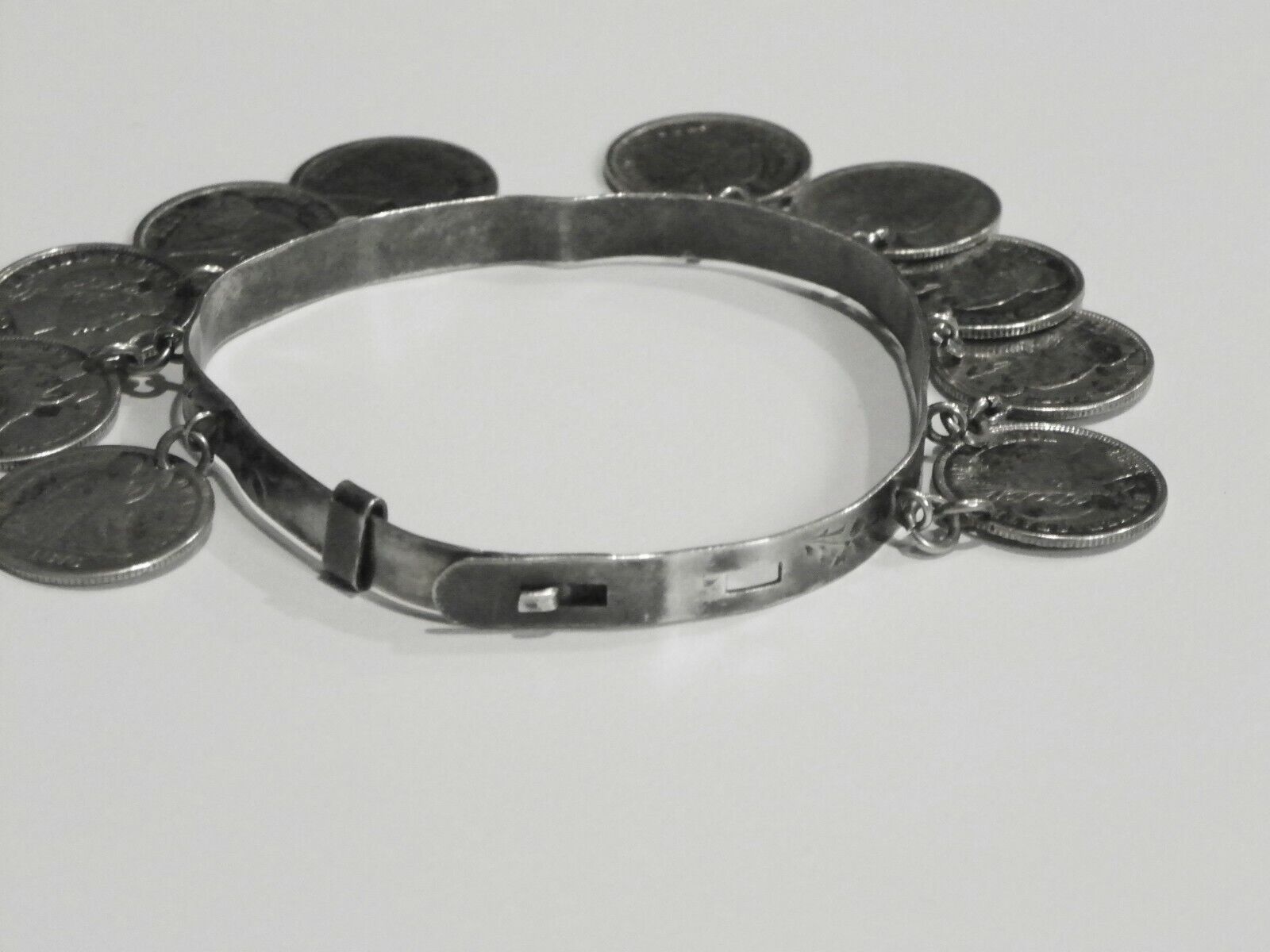 Victorian  Love Bracelet Coin   Antique Token Engraved 1800s monogramed 