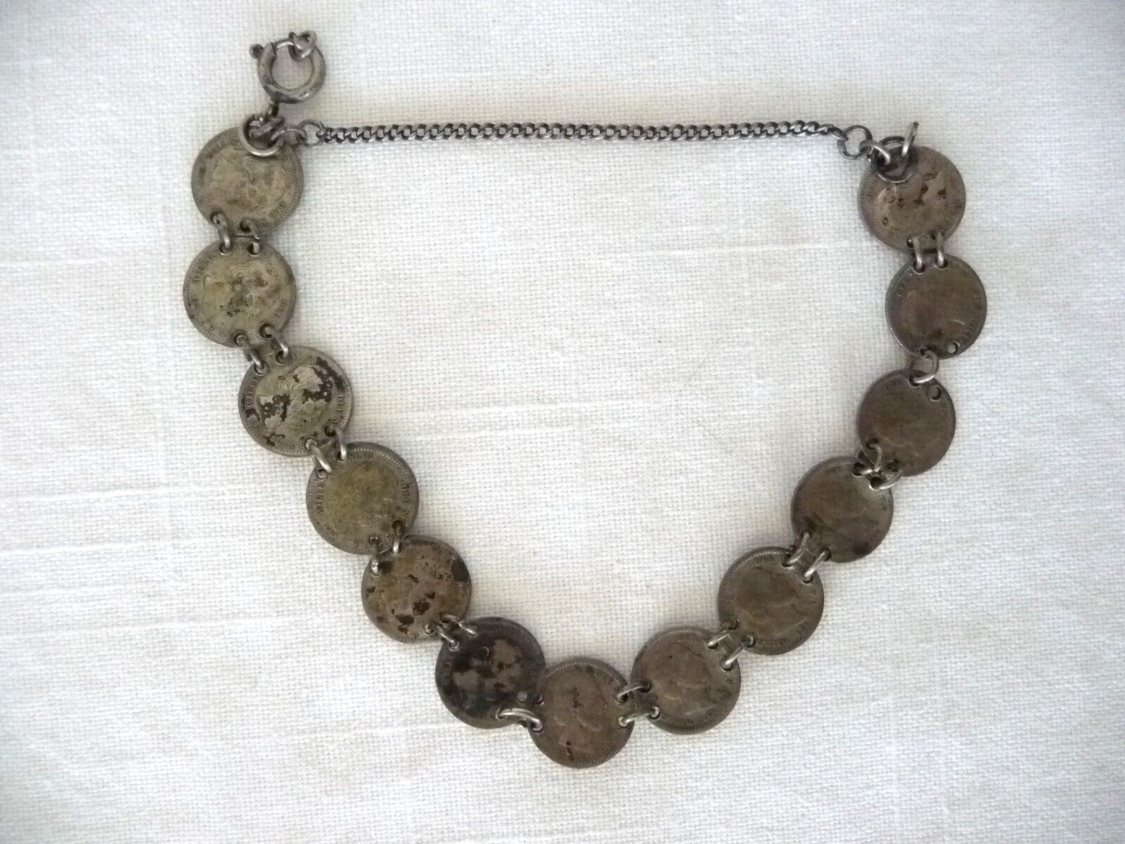 1800's Netherlands 5 Cent William III Silver Coin Bracelet