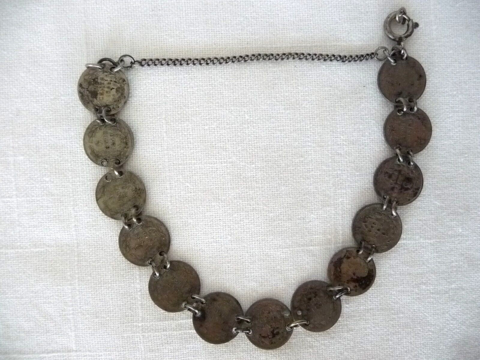 1800's Netherlands 5 Cent William III Silver Coin Bracelet